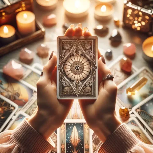 Cartas de tarot en manos de mujer